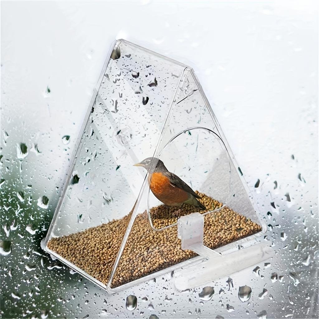 Shaped Window Suction Cup Bird Feeder Plastic Bird Food Dispenser for Indoor Outdoor Watching Home Garden Bird Feeding Station