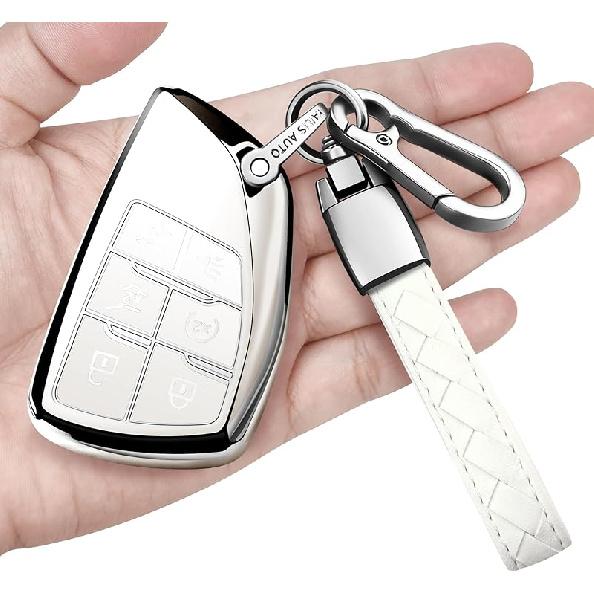 Sindeda For Chevy Key Fob Cover With Keychain Soft Full Protection Key Shell Key Case Compatible With -2025 GMC Yukon Tahoe Suburban 1500 2500HD