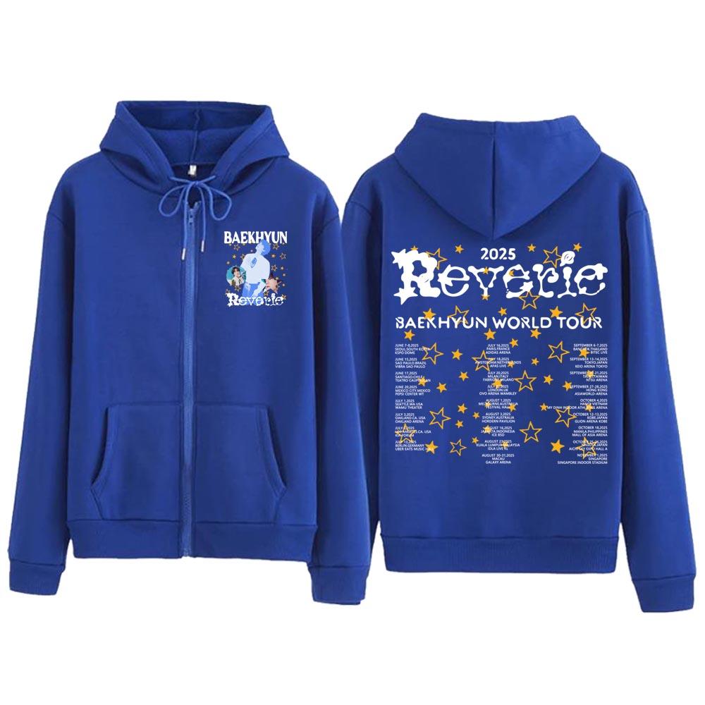 Baekhyun Reverie World Tour 2025 Zip Up Hoodie Casual Zipper Hoodie Sweatshirt Unisex