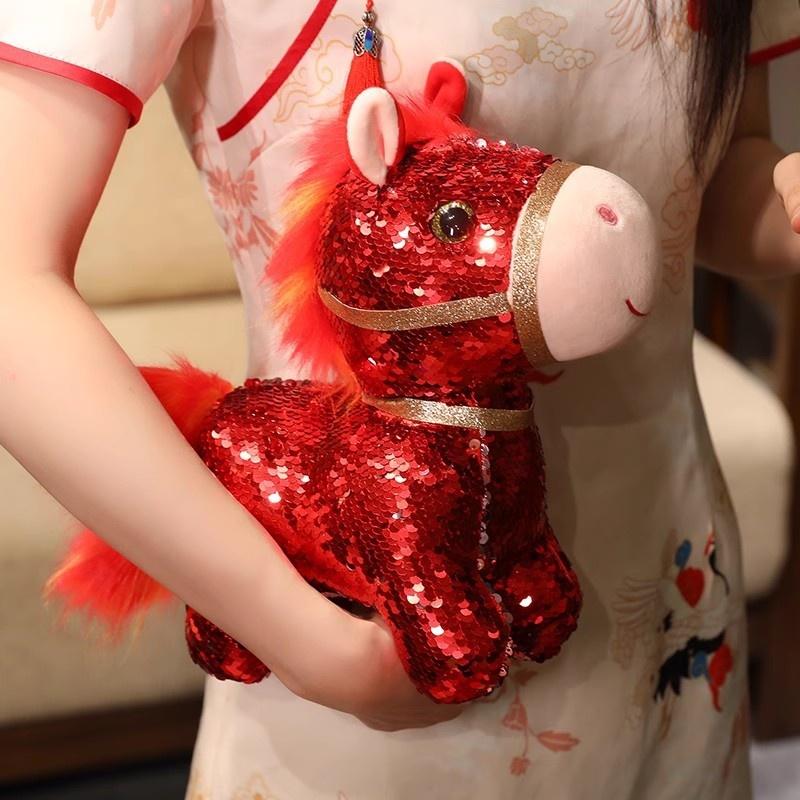 1 Stück Beruhigendes Stressabbau Umarmungskissen Funkelndes Schillerndes Glitzer Pferd Weiches Plüschtier Niedlicher Taschenanhänger Heimdekoration Geschenk