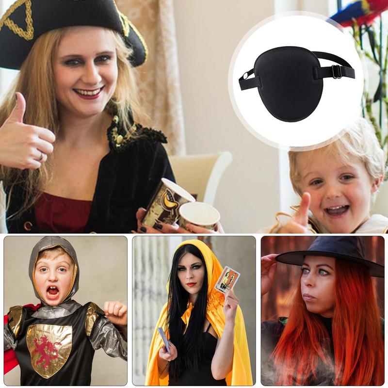 Pirate Eye Patch Unisex Black Single Eye Patch Eyepatch One Eye Adjustable Soft Eye Patch Kid Adults Pirate Cosplay Costume