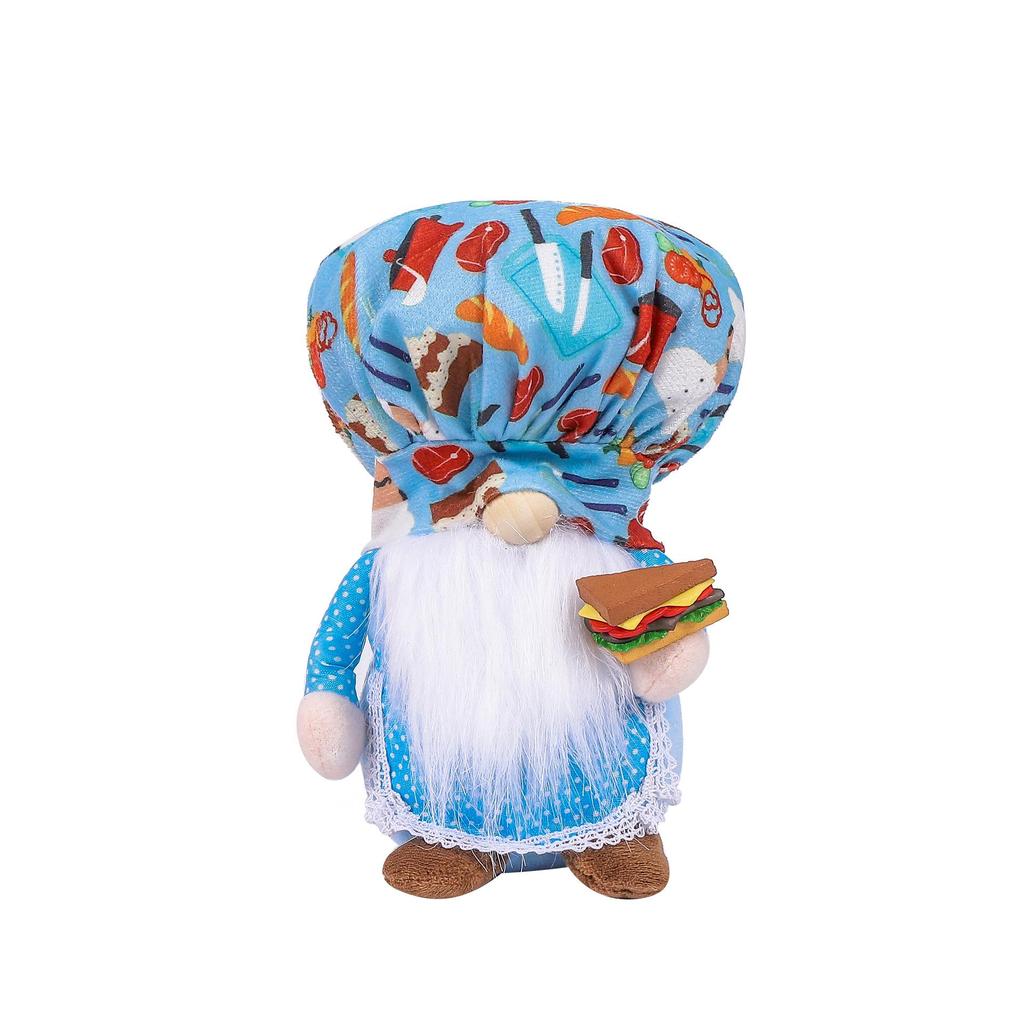 Gnome Chef Faceless Christmas Decoration Doll: European Sandwich Burger Figurine, Thanksgiving Gift