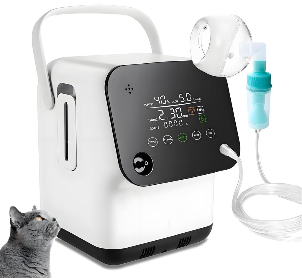 Générateur d'oxygène 1L pour animaux de compagnie Silencieux avec 40 dB de fonctionnement Fonctionnement continu pour plus de 72 oxygène de 1 à 7 Loi sur la sécurité des appareils et des matériaux PSE