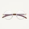 00102 Retro Japanese Metal Big Round Glasses Frame Men And Women Myopia Plain Light Wood Grain Legs Literary Frame