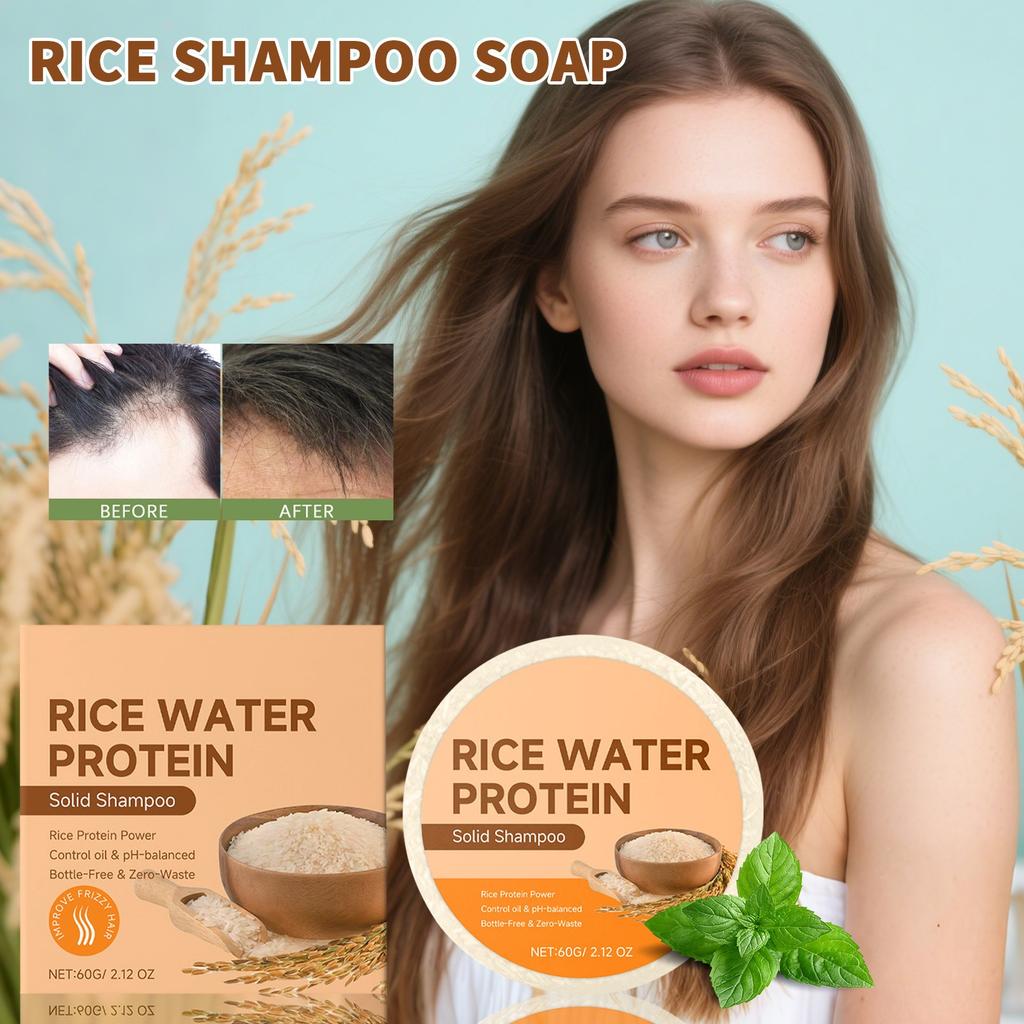Rice Water Shampoo Soap Solid Shampoo , Promoting Hair Growth , Refreshing Scalp Hair Care Soap
