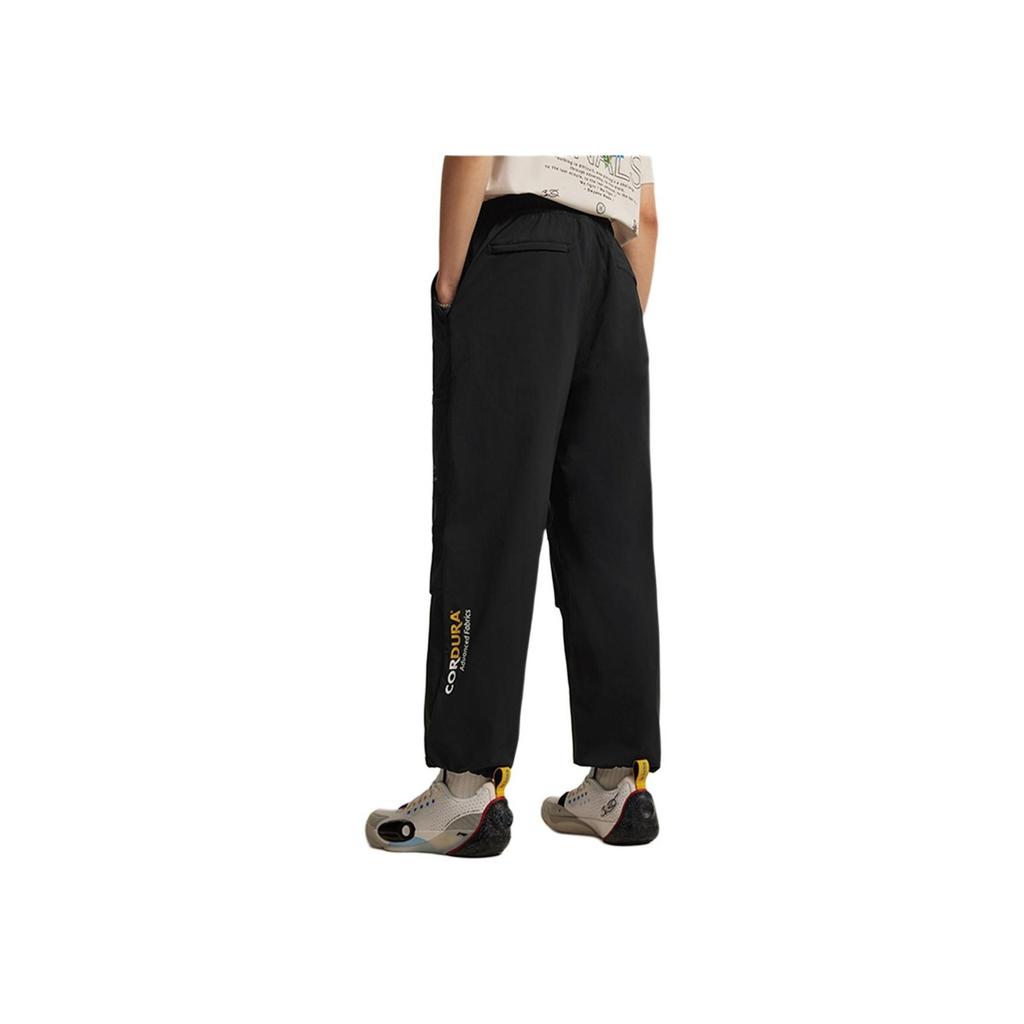 Li Ning Wade Series Casual Simple Solid Color Straight Loose Knit Sports Pants Men bottoms Black AKXV017-1