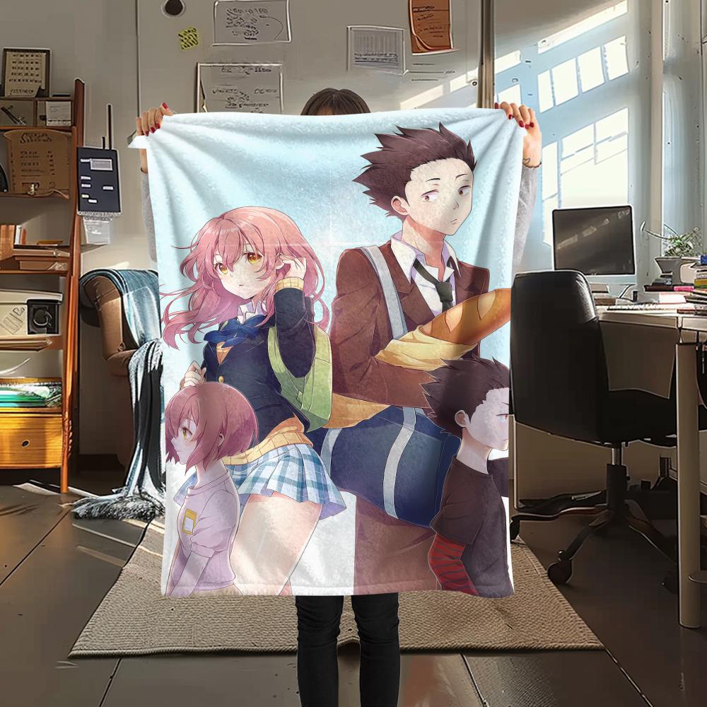 1PC A Silent Voice Print Flannel Blanket, High Quality All Seasons, Home Decor, Warmth and Comfort, Perfect for Christmas Gifts