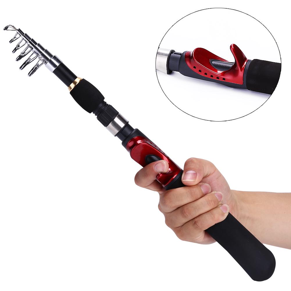 

Спиннинговая удочка, черная портативная телескопическая карбоновая удочка 1,6 м, удочка Pesca Casting Rod чёрный