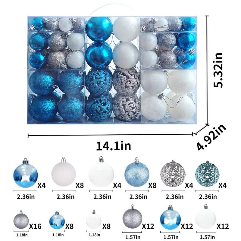 100Pcs Christmas Ball Ornaments Tree Decorative Shatterproof Decorations Hanging Xmas for Anniversary Wedding Party Holiday
