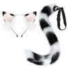 Mignon Peluche Tigré Trois-Fleurs Bête Féline Oreille Queue Bandeau Chat Dessin Animé Spectacle Cosplay Ensemble Queue Chat Accessoires