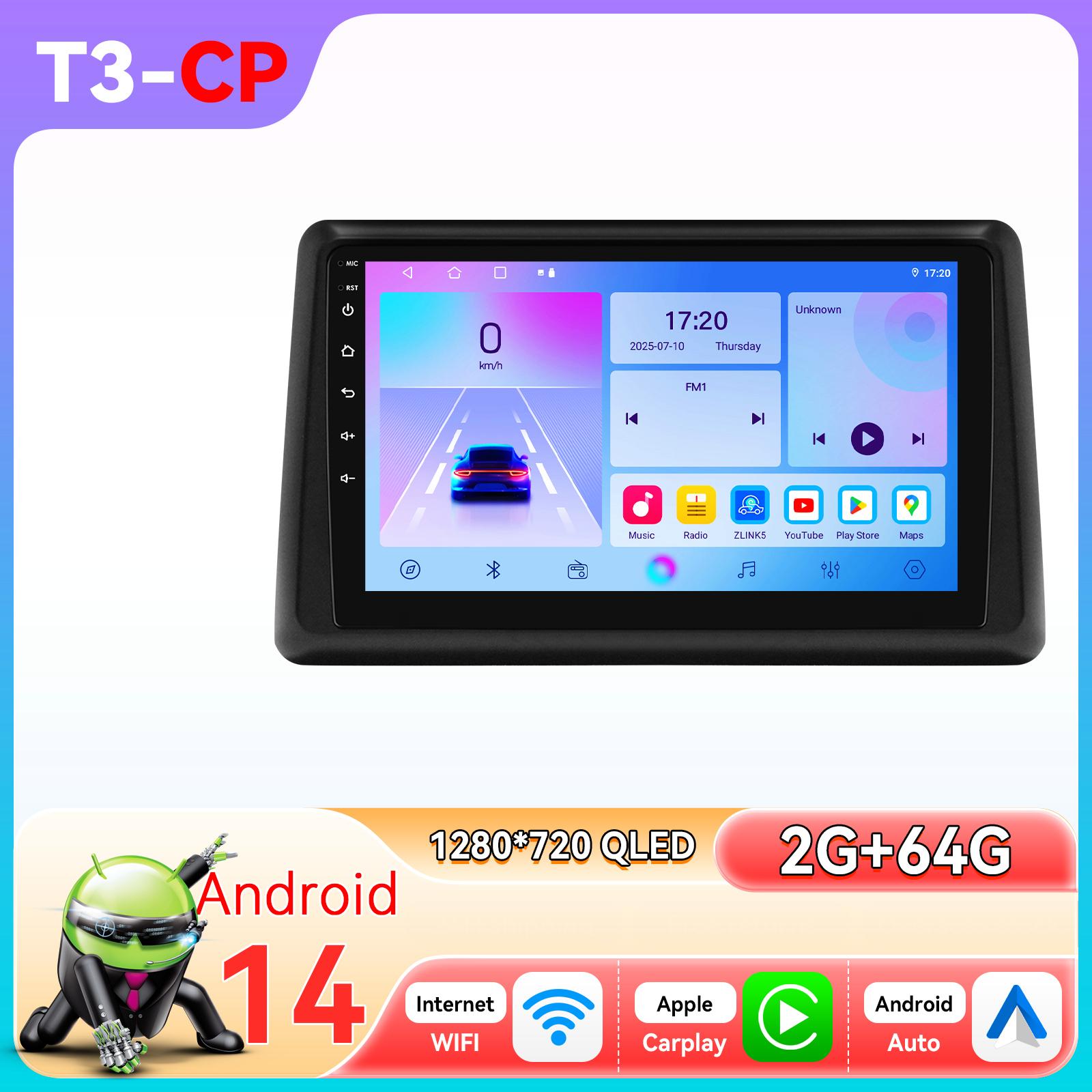 

Ossuret Android Автомагнитола для Renault Express 2021-2022 Мультимедийный плеер Стерео GPS WIFI+4G Snapdragon Интеллектуальный Carplay Камера 360° Авто Видео T3CP 4Core 2G 64G