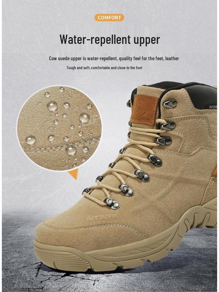 Men's Plus Size Mid-top Outdoor Training Boots - Non-slip & Wear-resistant for Hiking