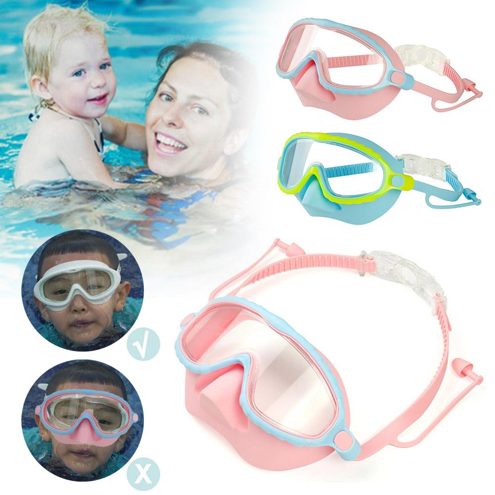 Swim Goggles with Nose Cover Wide Field Of View Diving Mask Anti-Fog Anti-Leak ,Toddler Swimming Goggles For Kids Ages 3-15