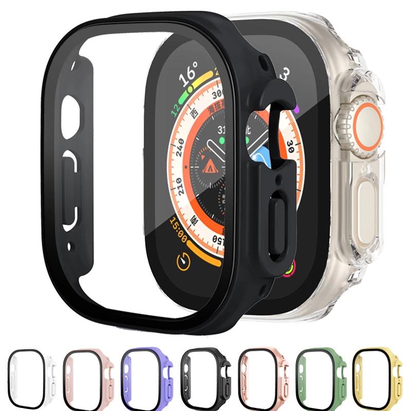 Glass+Case For Apple Watch Ultra 49mm Smartwatch PC Bumper+Screen Protector Tempered Cover Iwatch Series Ultra 2 3 Accessories