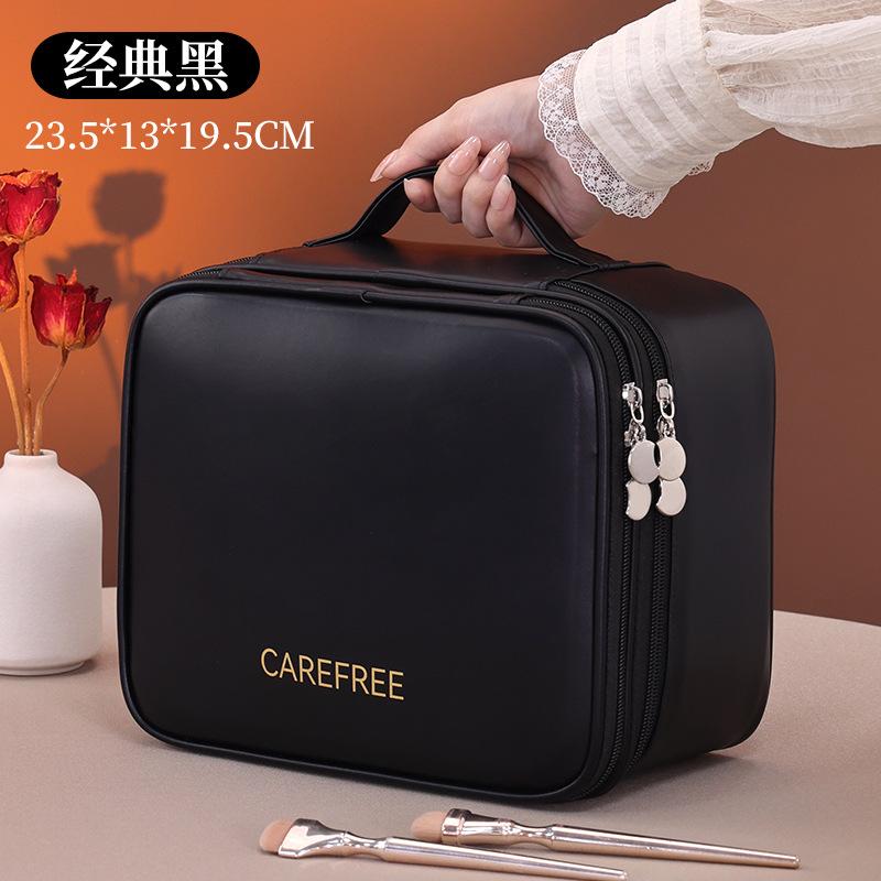 

Взрывоопасная двухслойная большая перегородка для хранения косметики из искусственной кожи, съемная перегородка, сумка для хранения косметики, переносная косметичка