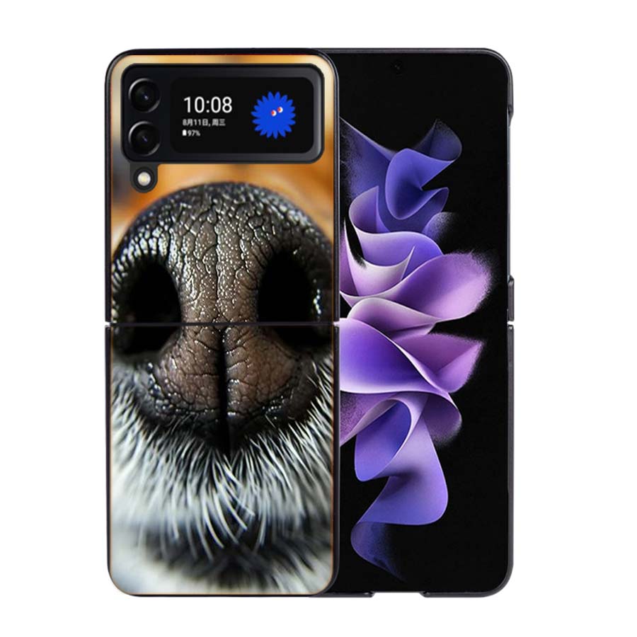 

Show You its Cute Dog Nose Phone Case For Samsung Z Flip 7 6 5G Galaxy Z Flip4 Z Flip5 Z Flip3 Coque Black Hard PC Shell Protect Samsung Z Flip 7 5G