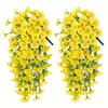 2pcs Artificial Morning Glory & Eucalyptus Hanging Decor Perfect for Home Garden Weddings Versatile Outdoor Plants Garden Party