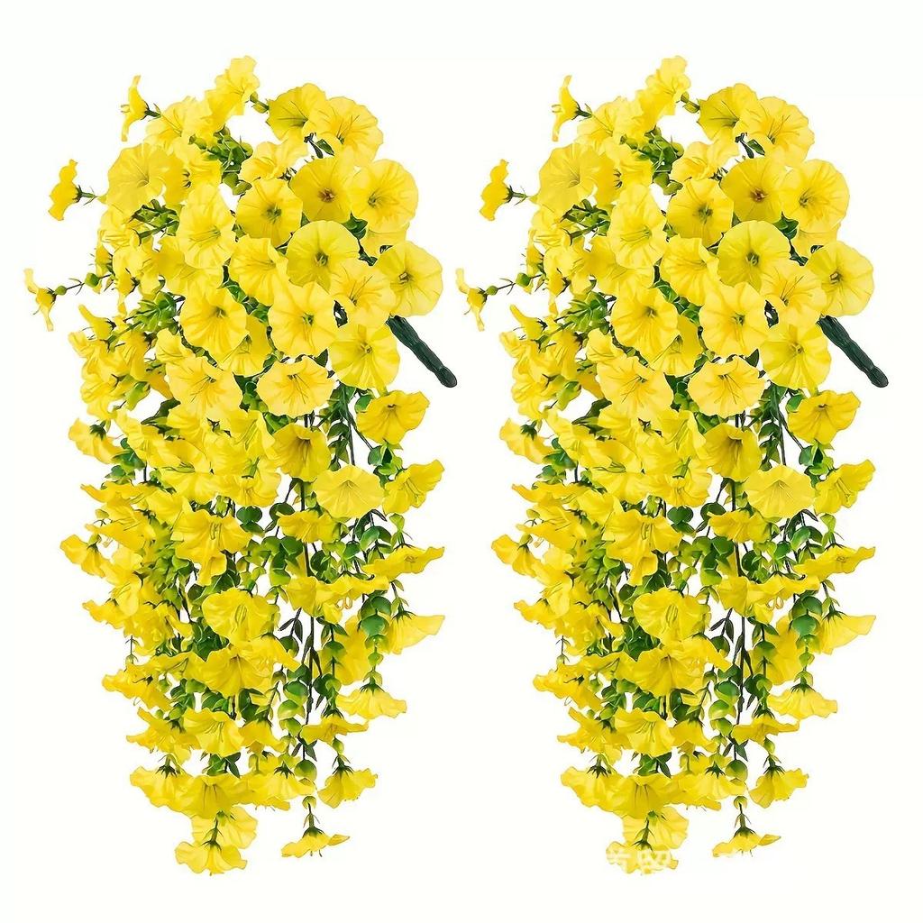 2pcs Artificial Morning Glory & Eucalyptus Hanging Decor Perfect for Home Garden Weddings Versatile Outdoor Plants Garden Party
