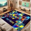 City Cyberpunk Theme Crystal Velvet Floor Rug Personalized Custom Name Text Warm Carpet Home Decoration