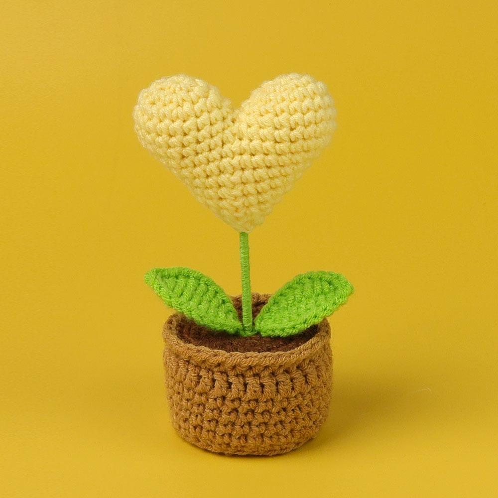 Crochet Sunflowers Potted Cute Knitting Flower Pot Flower Pot Handwoven Plant Car Table Bookshelf Home Decor Gift