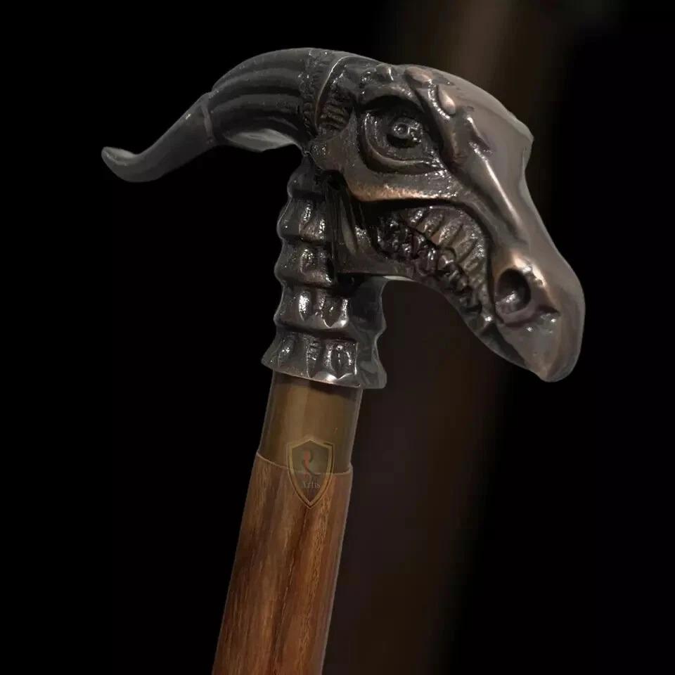 Gentlemen Walking Stick Antique Dragon Head Handle Nautical Wooden Walking Cane