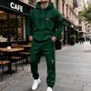 Men's Casual Letter Print Hooded Sweatshirt and Sweatpants Set, Lined 2 Piece Outfit