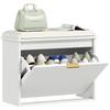 Shoe Bench with Padded Seat Cushion and Flip Drawer for Hallway, Bedroom, 62 X 26 X 47.5 Cm, White