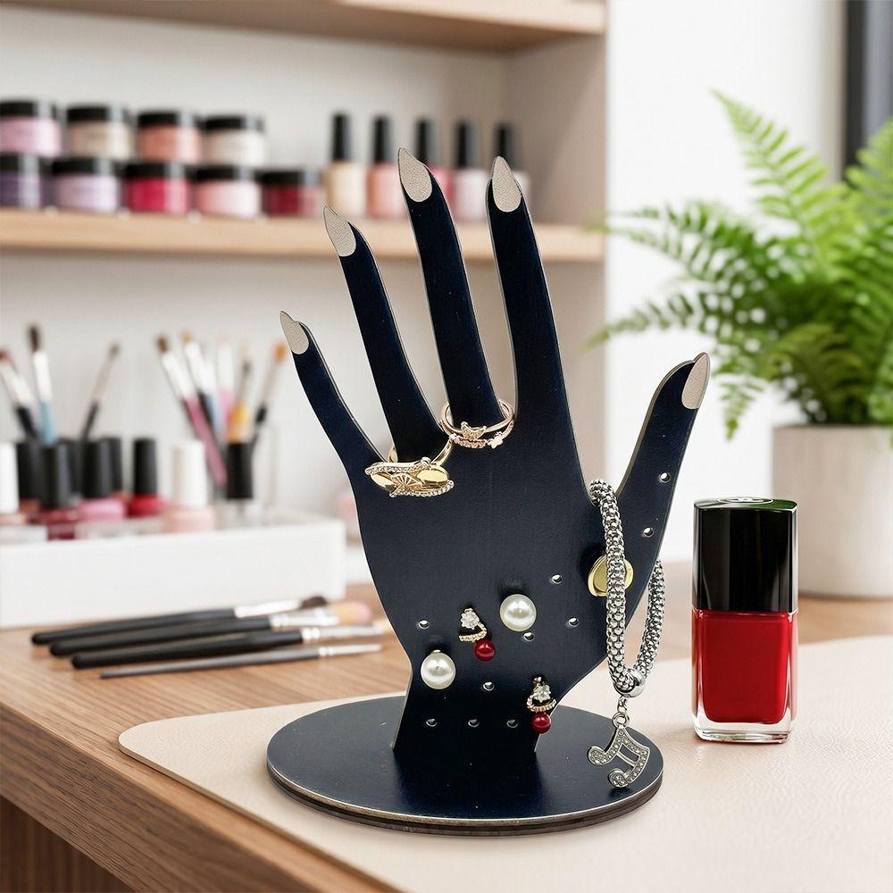 Kompakte Handförmige Ring-Ausstellungshalterung 2D Holz Schmuck-Organizer Ringhalter Weihnachtsgeschenk