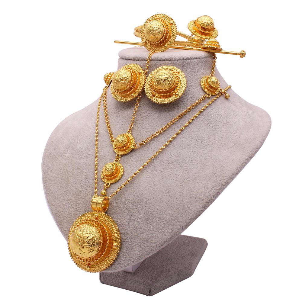 Orecchini Bracciali Anelli Collana Set Gioielli Sposa Festa Africana Dubai Set Gioielli Sposa Accessori Festa da Ballo
