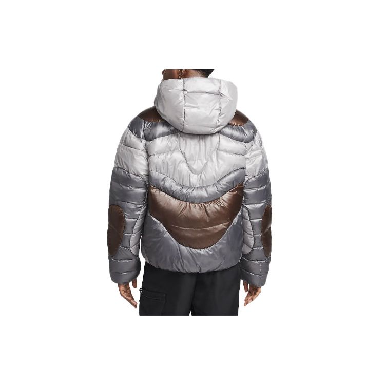 Nike Sportswear Tech Pack Color Block Loose Fit Long Sleeve Hooded Cotton Jacket Men Jacket Iron-Gray FB7423-029