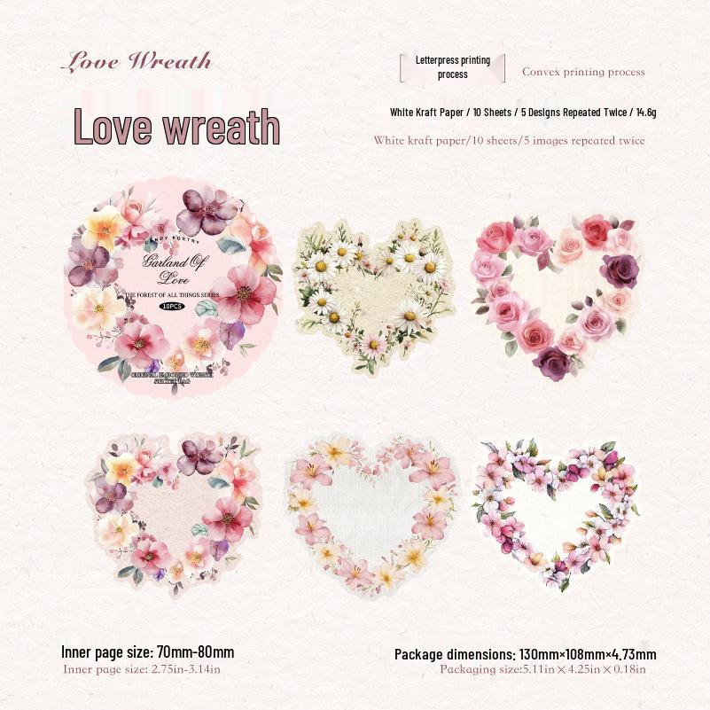 Набор самоклеящихся стикеров из крафт-бумаги с тиснением «Лесной венок»: Тема ретро-типографии