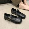 Versatile Square Head Temperament Commuting Mary Jane Shoes Women's Autumn New Retro Single Shoes Flat-soled Small Leather Shoes