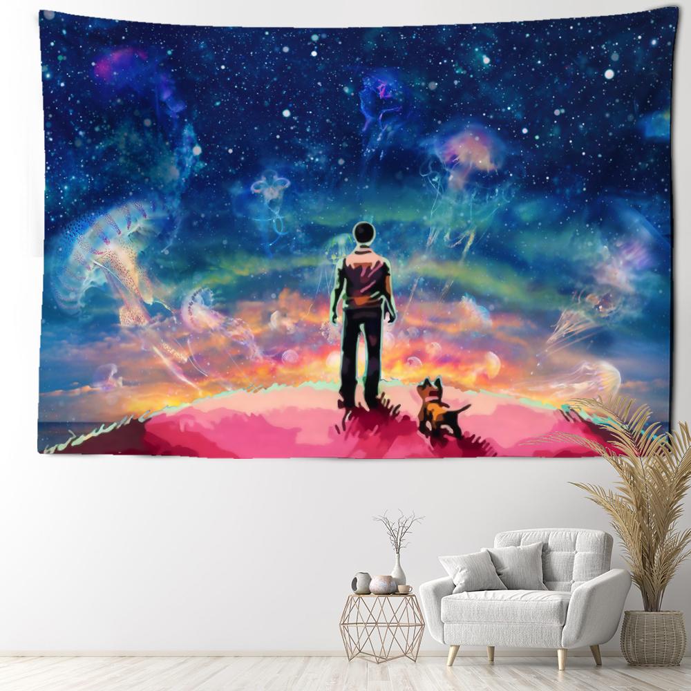 Desen animat cer înstelat umbră spate tapiserie agatat perete artă misterioasă hippie tapiz estetică abstractă decor acasă