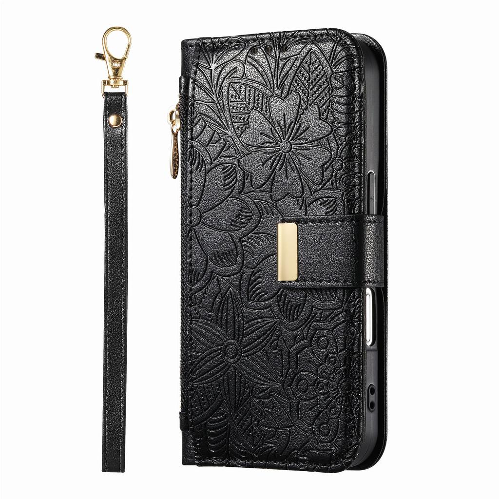 Floral Leather Wallet Case for Samsung Galaxy A05-A71 / S24-S25 series...Vintage All-in-One Card Holder w/Stand, Magnetic Closure & Wrist Strap