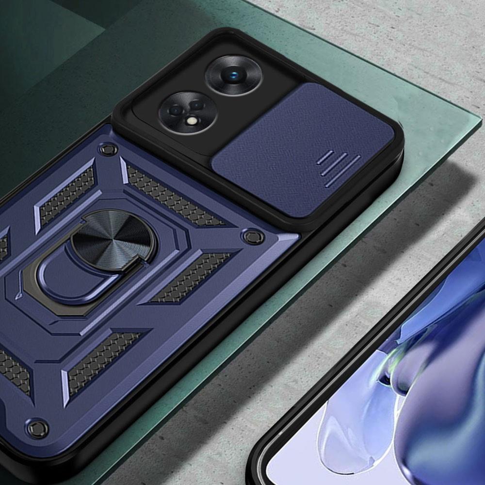 Armored case for Oppo Reno8 T, CamShield Slide, blue