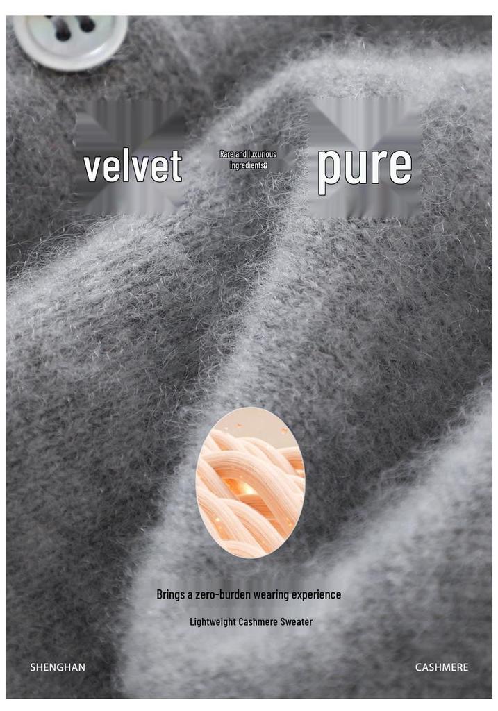 High Neck Cashmere Cardigan: Autumn/Winter Button-Up Rolled Hem Knitwear Sweater for Women.