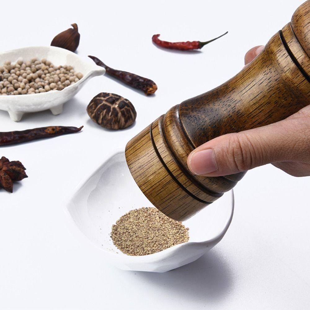 Pepper Bottle Cooking Salt Pepper Grinder Wooden Hand Pepper Grinder  Sea Salt