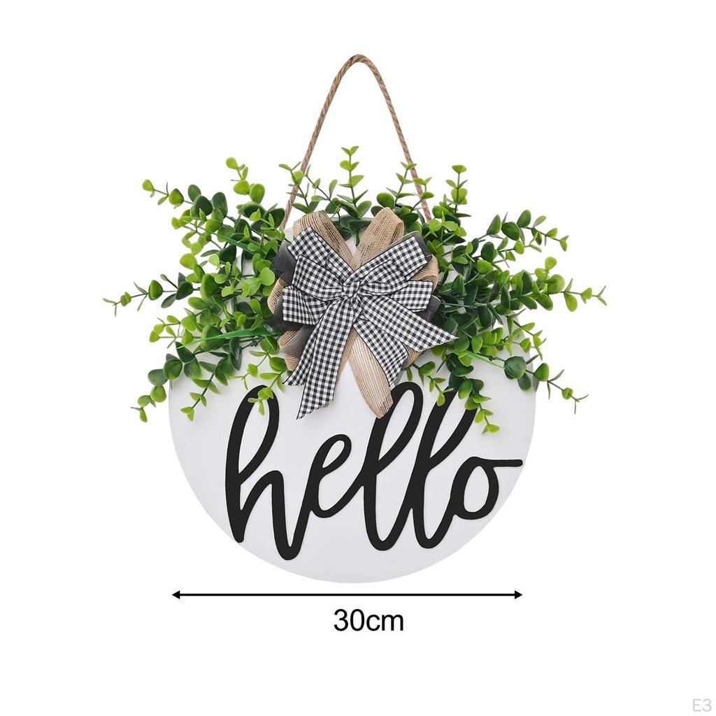 Round Wood Signs Farmhouse Wreaths Leaves And Bowknot Decorative for Party Garden Front Door