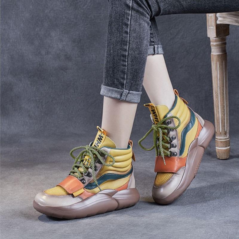 

Женские кроссовки Johnature на мягкой подошве, туфли на плоской подошве из натуральной кожи, легкие повседневные короткие ботинки разных цветов