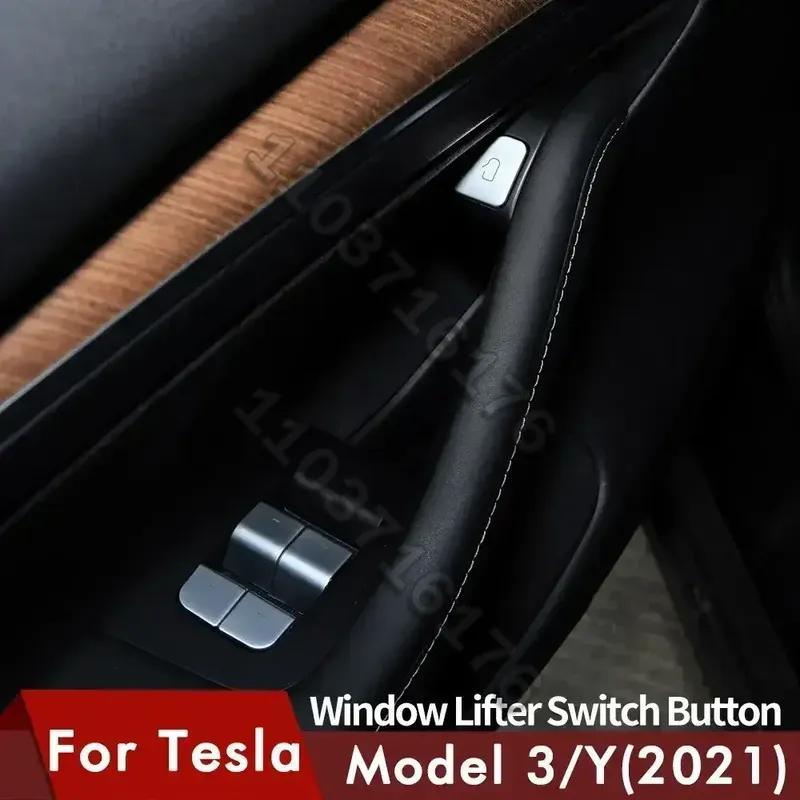 Für Tesla Model 3 Model Y Auto Fensterheber Schalter Knopf Aufkleber Tür Knopf Aufkleber Innenraum Auto Zubehör