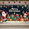 Holiday Celebration Background Candle Santa Background Merry Christmas Banner Reindeer Xmas Event Backdrop For Xmas Event Indoor