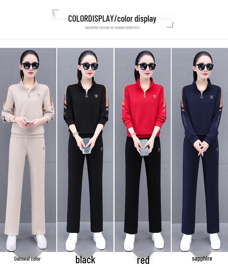 Women's Casual Two-Piece Set - 2025 Spring/Autumn New Style for Square Dance, Plus Size Sportswear