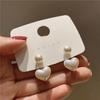 1 Pair Simple Imitation Pearl Love Heart Earrings Suitable For Female Elegant  Stud Earrings Fashion Wedding  bridal