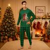 Christmas-print long-sleeve and long-pant matching family loungewear set