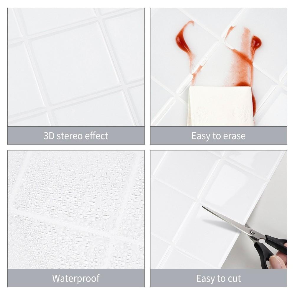 Trendy Self-adhesive Peel and Stick Backsplash Waterproof 9" X 9" Wallpaper Home Decor 3D Stick Tile for Kitchen Bathroom