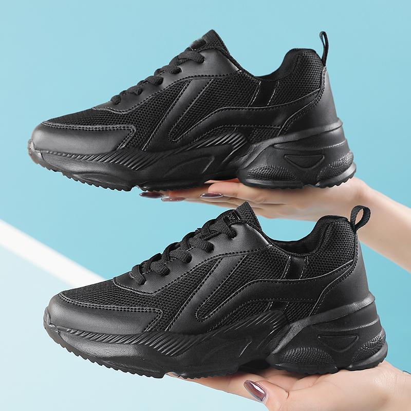 Fashion Leisure Sports Womens Single Shoes 2025 New Color Blocking Thick Soled Flat Vulcanized Running Shoes Platform Sneakers