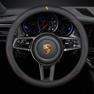 Microfiber Car Leather Steering Wheel Cover Accessories For 911 718 Taycan Panamera Cayenne Macan Boxster Cayman Pajun