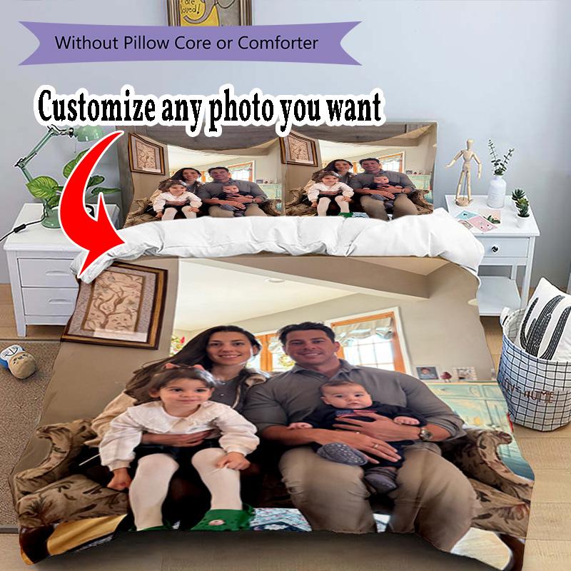 Customize Picture Customize Your Photo Bedding Set Breathable Duvet Cover with Pillowcases Home Decoration Birthday Gift