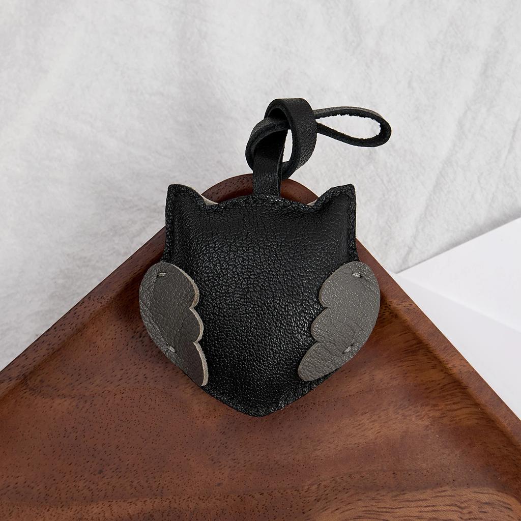 Genuine Leather Handmade Owl Bag Charm Pendant,Sheepskin Keyring Hanging Ornament,Backpack Handbag Schoolbag Purse Decoration