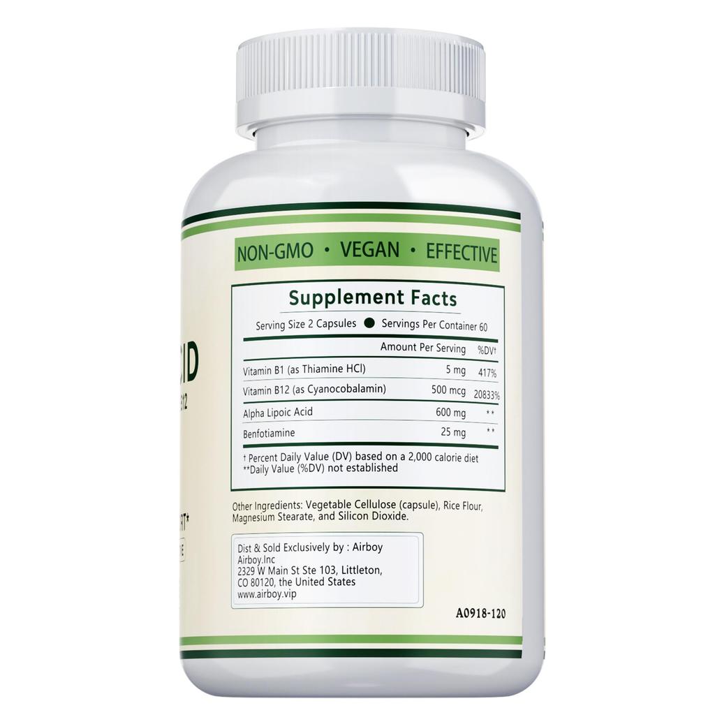 Each serving contains 600 mg of alpha-lipoic acid, a powerful antioxidant that helps improve neuropathy and cardiovascular health.